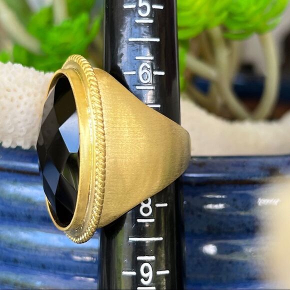 Onyx Black 18K Faceted Sheila Fajl GLOW Masterpiece Statement Cocktail Ring - Picture 14 of 14